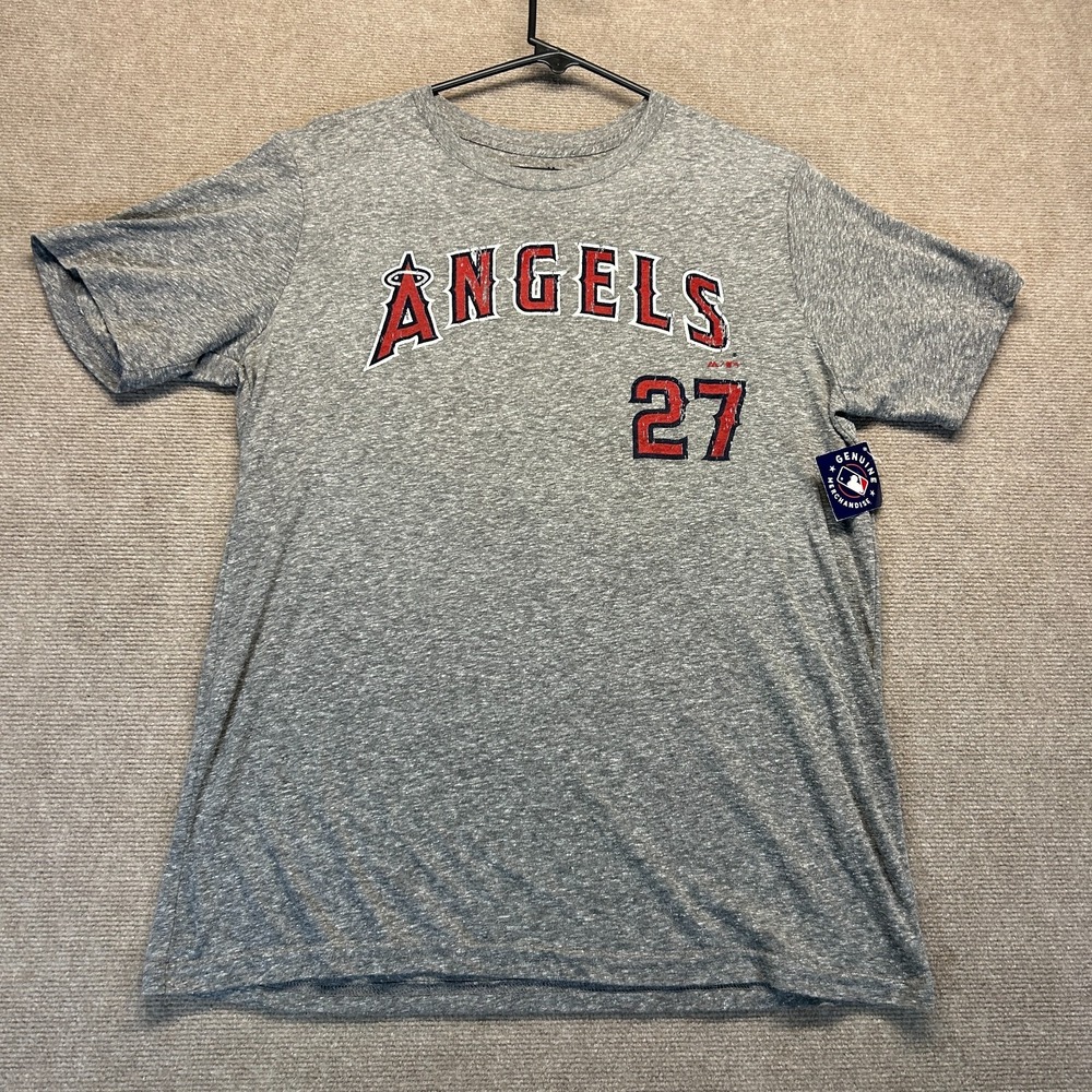 Los Angeles Angels Mike Trout Shirsey Women's L Heather Gray S/S Burnout Style